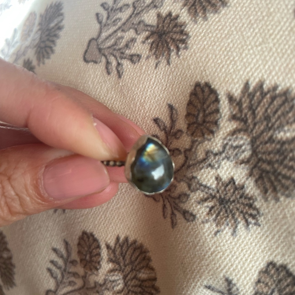 Beautiful, flashy, labradorite, handmade sterling silver ring size 6